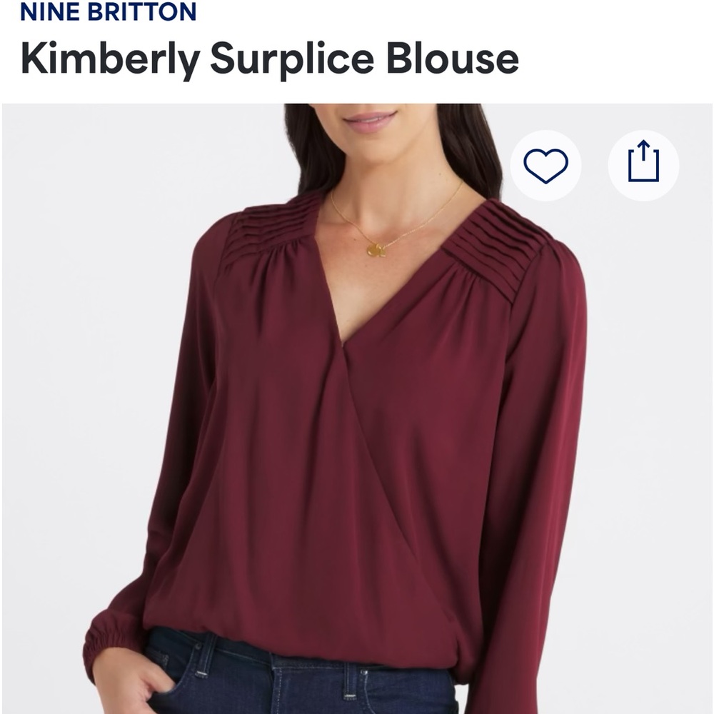 Nine Britton (Stitch Fix)Kimberly Surplice Blouse| M- Burgundy Fall 26 New color